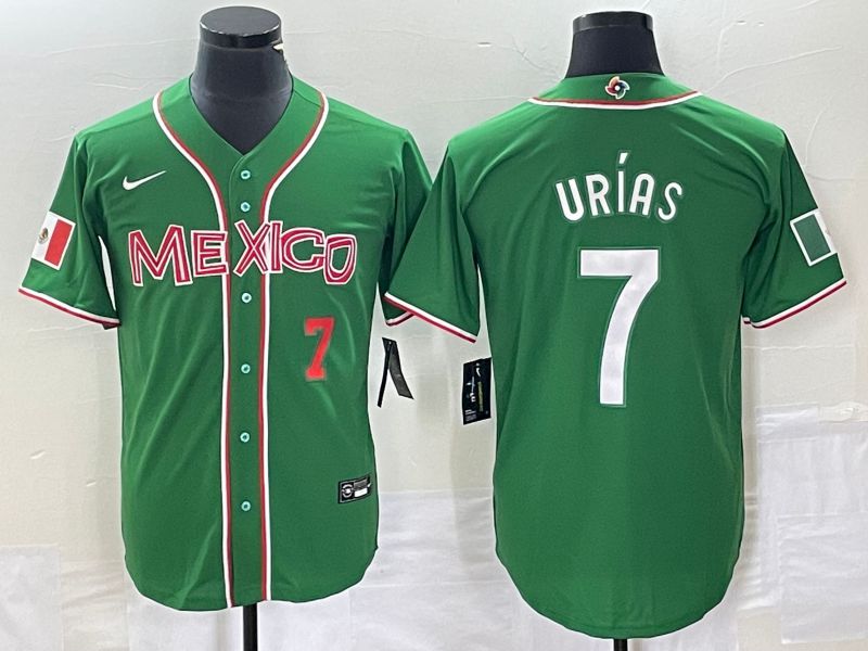 Men 2023 World Cub Mexico 7 Urias Green white Nike MLB Jersey5
